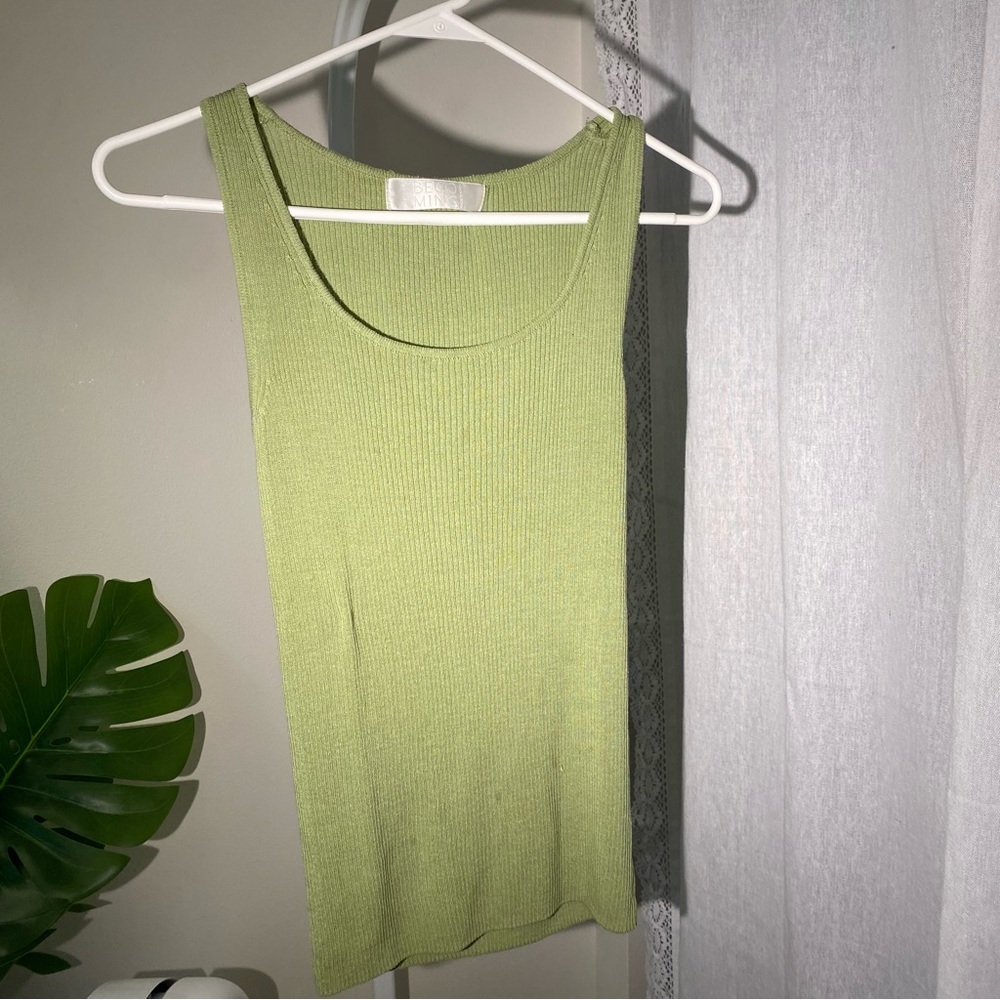 Light Green Ribbed Sweater Tank Size Small S Korean Clothing